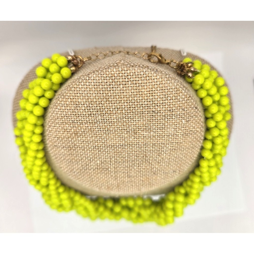 Lime Green Necklace Beaded Roped 6-Strands Lucite Graduated 18"-21" Adjust... - Picture 6 of 12